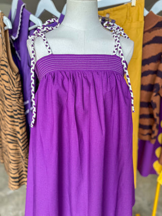 Purple Winning Season Tie Shoulder Mini Dress