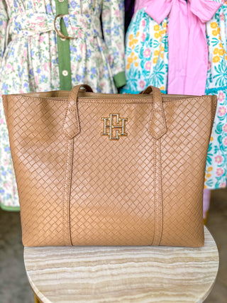 Woven Tan Heath Tote Bag | Caroline Hill
