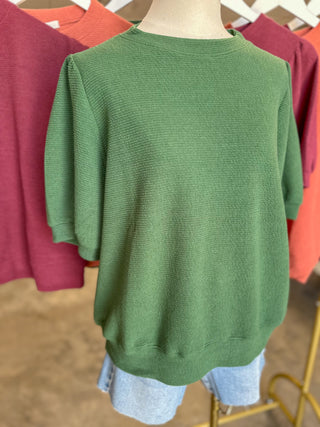 Hunter Green Go-To Knit Short Sleeve Top