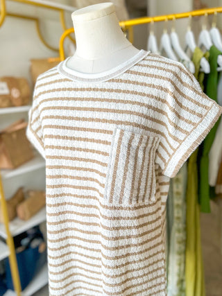 Khaki Everyday Ease Striped Casual Mini Dress