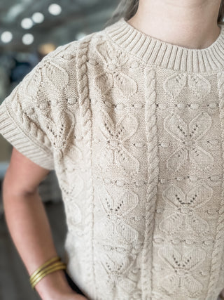 Beige Daisy Dreams Knit Sweater Top