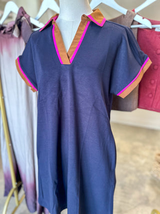 Navy Off Duty Club Mini Dress