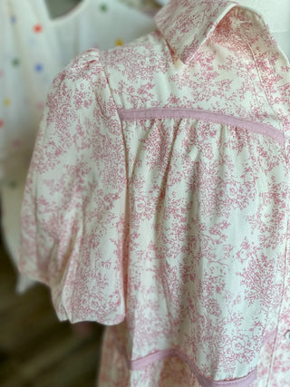 Pink Whimsy Florals Button Down Mini Dress