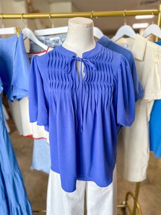 Cobalt Blue Pintuck Detail Everyday Top