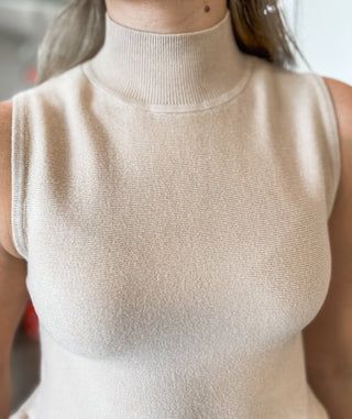 The Vivian Latte Knit Peplum Sweater Top