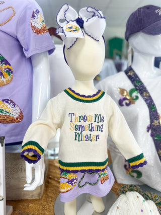 Throw Me Something Mister Mardi Gras Layered Trim Sweater