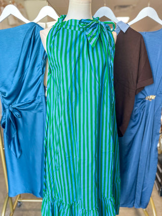 Green Stripe In Good Company Midi Dress