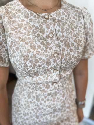 Darling Pearl Floral Jacquard Mini Dress