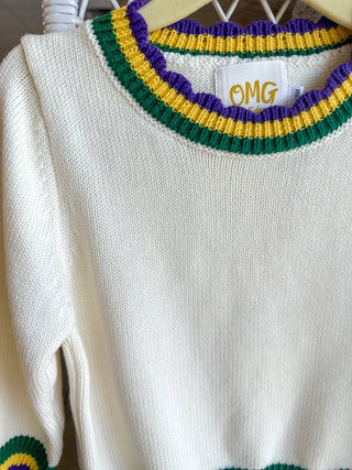 Children's Mardi Gras Layered Trim Sweater