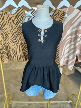 Black Gold Link Elegance Peplum Top