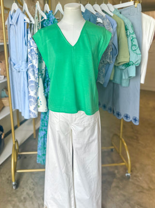 Green Elevated Basic Short Sleeve Top