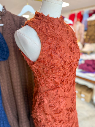 Rust Textured Edge Maxi Dress