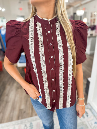 Burgundy Lace & Grace Top