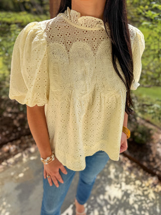 Cream Vintage Eyelet Top