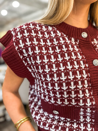 DOORBUSTER: Burgundy Tweed & Tinsel Sweater Vest