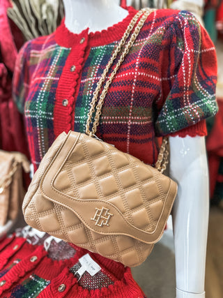 Latte Elle Foldover Diamond Quilted Crossbody