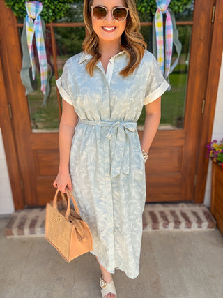 Light Sage Collared Airy As a Feather Midi Dress Medium Light Sage Collared Airy As a Feather Midi Dress Medium