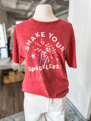 Red Shake Your Sparklers Mineral Wash Top