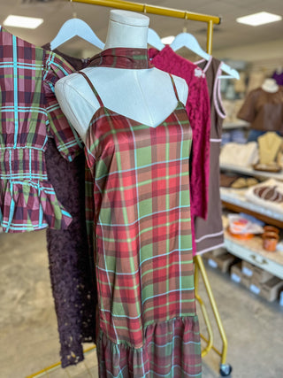 A Walk Through Autumn Plaid Maxi Dress