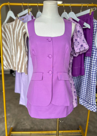 Lavendar Game Day Glam Crepe Sleeveless Romper Dress