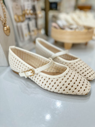 Jamie Ivory Woven Mary Jane Sandal