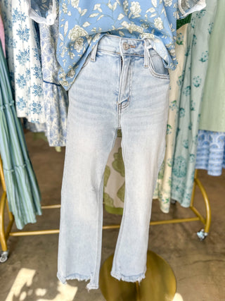 Easy Living Light Wash High Rise Kick Flare Denim Jeans