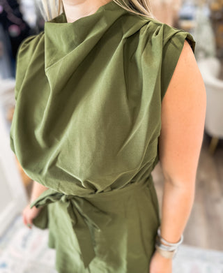 Evergreen Charm Tie Mini Dress