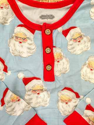 Blue Vintage Santa Pajama Set