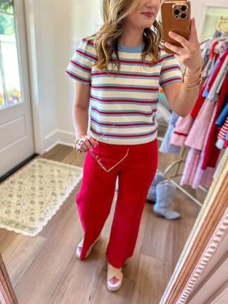 Red/Blue Retro Cutie Striped Top