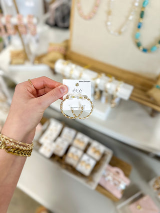 Golden Detail Beaded Hoop Earrings
