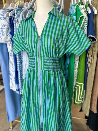 Green Sweet on You Stripe Midi Dress