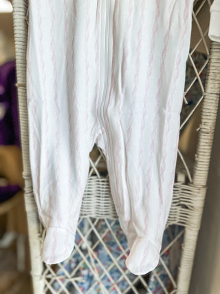 Pink Twirls Zipper Footie