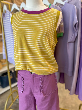 Mustard Retro Stripe Tank