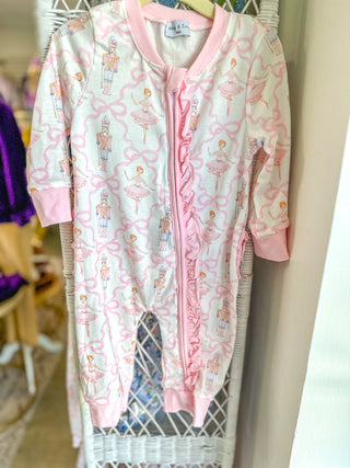 Pink Nutcracker & Bow Ruffle Romper