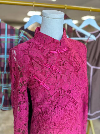Burgundy & Lace Mini Dress