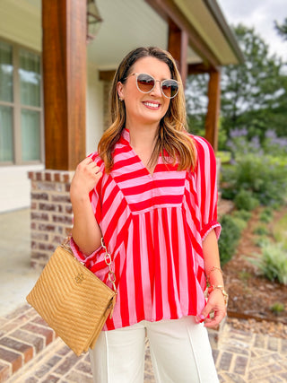 Pink Sweet Breeze Stripe Top