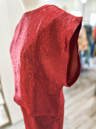Burgundy Textured Holiday Spirit Pants Set