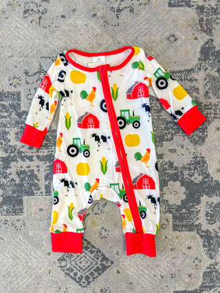 Farm Animals Zip Romper