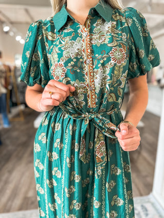 Green Harvest Honey Midi Dress