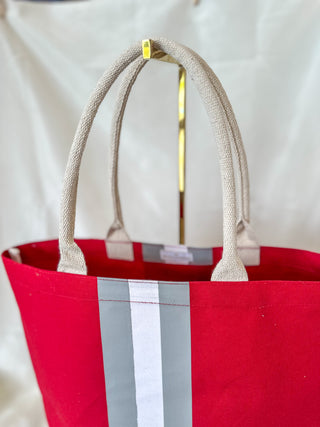 Red/White Campus Stripe Tote