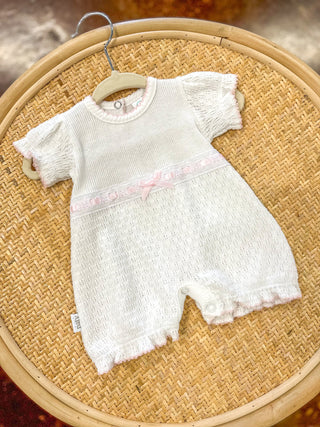 Paty Girl White W/ Pink Eyelet Trim Bubble