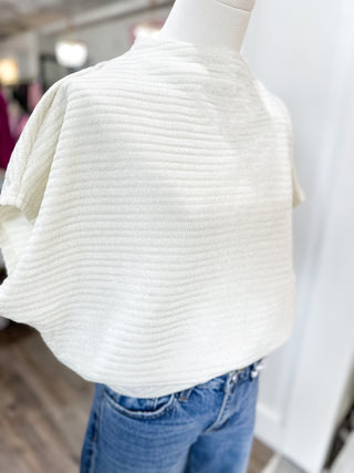 The Pearl Shimmer Mock Neck Top
