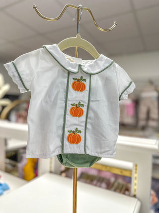 Fall Halloween & Thanksgiving Applique Boys Bloomers Romper Set