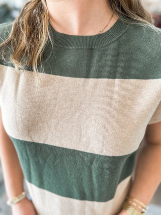 Olive Classic Colorblock Sleeveless Sweater Top