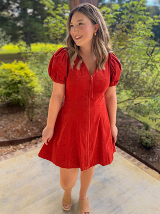 Brick Autumn Ember Zip Mini Dress