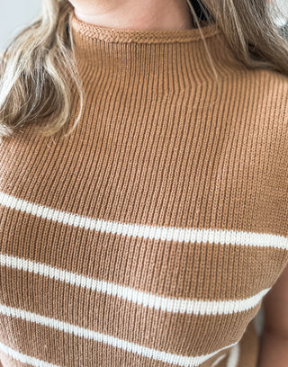The Millie Camel Stripe Sweater Top