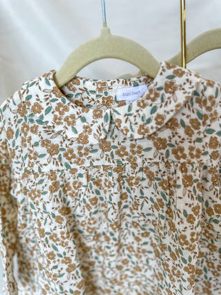 Bitty Brown Floral Peter Pan Collar Dress & Diaper Cover