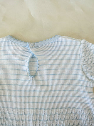 Paty Pal Blue w/ Blue Trim Pinstripe Romper