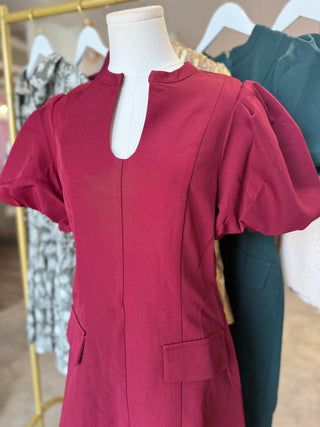 The Garnet Annie Puff Sleeve Mini Dress