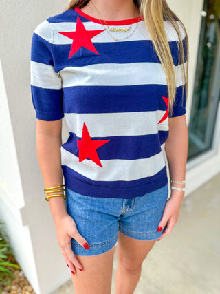 Star-Spangled Summer Short Sleeve Sweater